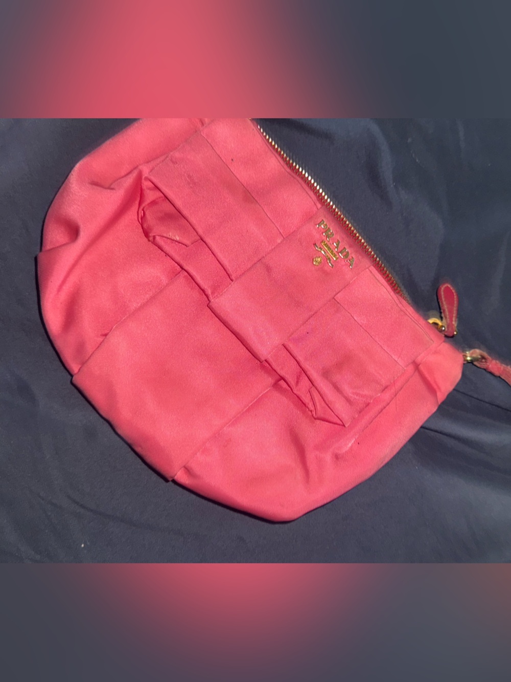 Prada Hot Pink Bow Wristlet Pouch